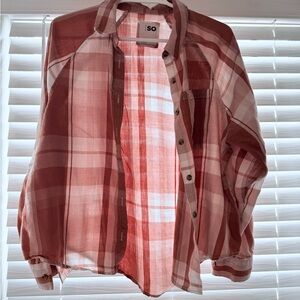 SO Orange Plaid Casual Shirt